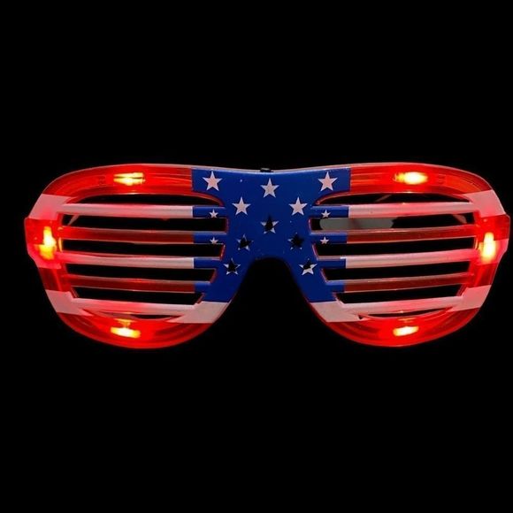 6122 | USA Flag Light Up Novelty Aviator Sunglasses - Picture 1 of 6